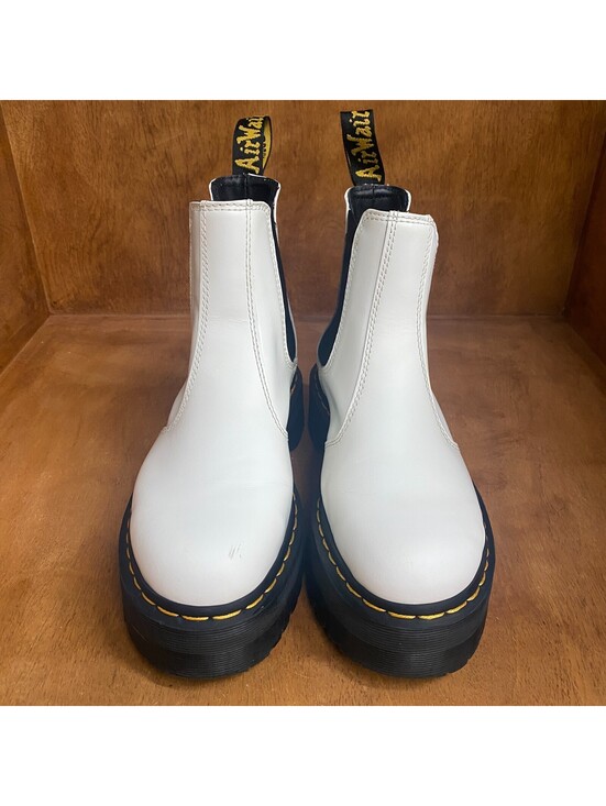 Dr. Martens Shoes - Dr Martins 2976 Quad Platform Chelsea Boots Smooth White Leather Women 8 AirWair